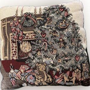 Vintage Christmas Tapestry Pillow